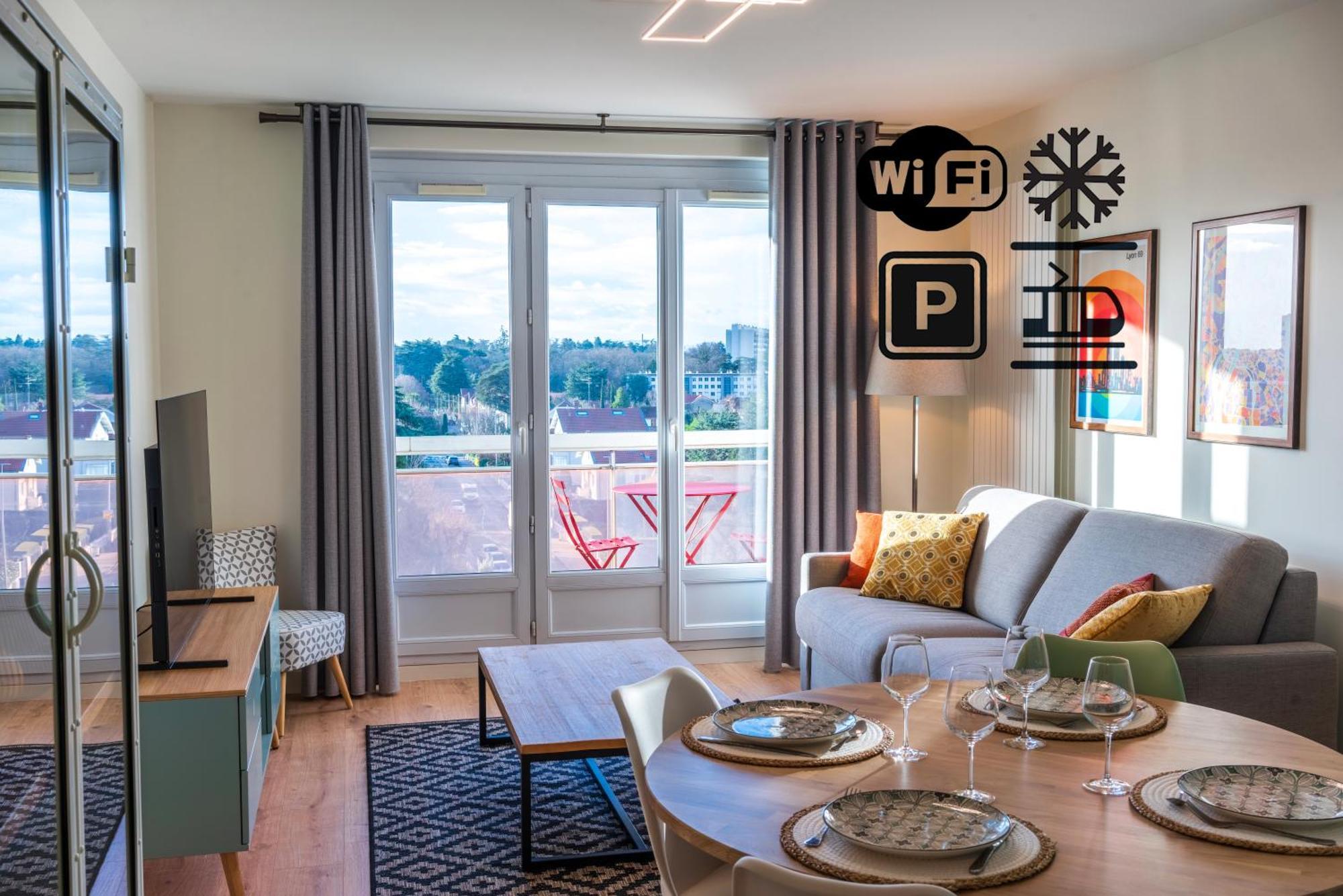 T2 De Standing Climatise Avec Parking Prive, Tram T2 T5, Hopitaux Est Apartment Bron Exterior photo